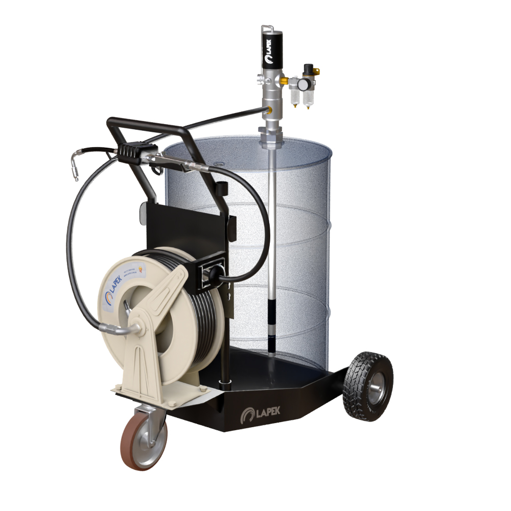 LPK-91226 – Unidade Móvel Pneumática com Medidor Digital e Carretel para Óleo Lubrificante Lapek com 15m de Mangueira Ø 1/2 Pol 28 L/min